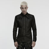 WY-1857CCM Edgy Rivet Long Sleeve Black Punk Shirts Design