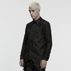 WY-1857CCM Edgy Rivet Long Sleeve Black Punk Shirts Design