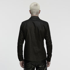 WY-1857CCM Edgy Rivet Long Sleeve Black Punk Shirts Design