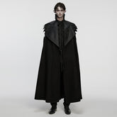 WY-1858DPM Gothic Coat Mens Dark Steampunk Cape with High Collar Design