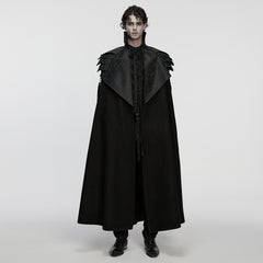 WY-1858DPM Gothic Coat Mens Dark Steampunk Cape with High Collar Design