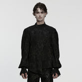 WY-1859CCM Gothic Shirts Vintage Style Black Brocade Buttoned Top