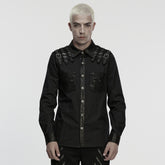 WY-1862CCM Gothic Punk Shirts with Leather Accents and Buckle Details