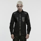 WY-1863CCM Edgy Gothic Punk Shirts with Leather Panel Detailing
