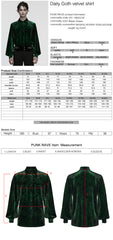 WY-1864CCM Velvet Gothic Shirts Emerald Green Button-Up Long Sleeve Mystery