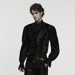 WY-1867MJM Gothic Vest Victorian Lace-Up Brocade Long Sleeve Jacket