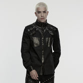 WY-1873CCM Edgy Punk Shirts with Buckle Strap Details Gothic Style
