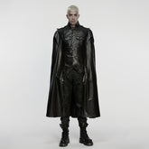 WY-1876DPM Punk Coat Leather Gothic Long Cape Jacket with Straps