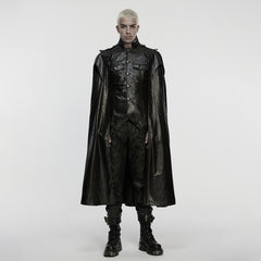 WY-1876DPM Punk Coat Leather Gothic Long Cape Jacket with Straps