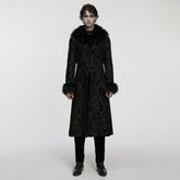 WY-1882XCM Mens Gothic Coat Faux Fur Trim Vintage Long Overcoat