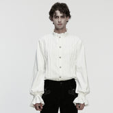 WY-1883CCM Gothic Shirts Vintage White Ruffled Long Sleeve Embroidered Buttons