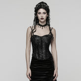 WY-1908SYF Gothic Corset Rose Embossed Black Bustier Silhouette Fashion