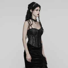 WY-1908SYF Gothic Corset Rose Embossed Black Bustier Silhouette Fashion