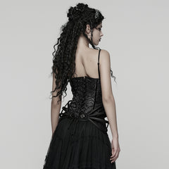 WY-1908SYF Gothic Corset Rose Embossed Black Bustier Silhouette Fashion