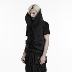 WY-1929MJM Gothic Black High Collar Tactical Punk Vests with Utility Pockets