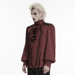 WY-1937CCM Victorian Lace Trimmed Gothic Shirts Vintage Ruffled Jacquard Top