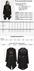 WY-1973XCF Mens Gothic Asymmetric Trench Punk Jacket with Lace Corset Design