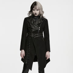 WY-1973XCF Mens Gothic Asymmetric Trench Punk Jacket with Lace Corset Design