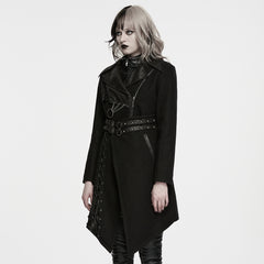 WY-1973XCF Mens Gothic Asymmetric Trench Punk Jacket with Lace Corset Design