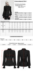 WY-1977CCF Victorian Gothic Shirts Black Embroidered Ruffled Long Sleeve Blouse
