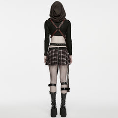 WY-1991MJ Female Top Gothic Skirt Plaid Mini Dark Aesthetic Punk Fashion Style