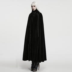 WY-2013DPF Black Velvet Embroidered Gothic Coat with Faux Fur Trim