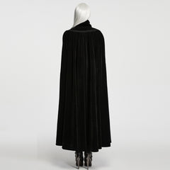 WY-2013DPF Black Velvet Embroidered Gothic Coat with Faux Fur Trim
