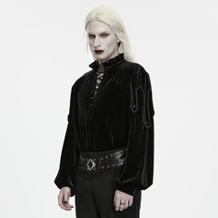WY-2017CCM Velvet Lace Up Gothic Shirts with Ruffled Collar and Buttoned Sleeves