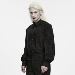 WY-2019CCM Gothic Lace Sleeve Black Button Up Punk Shirts