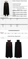 WY-2023DPM Gothic Coat Velvet Vampire Cloak with Red Brocade Collar