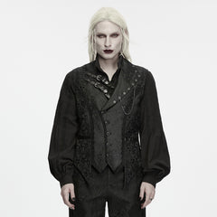 WY-2029MJM Gothic Vest Steampunk Chain Embellished Brocade Waistcoat