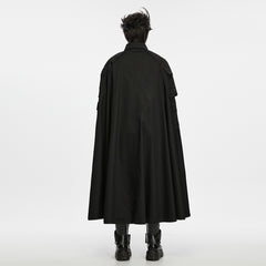 WY-2031DPM Gothic Black Long Buttoned Punk Coat with Studded Details