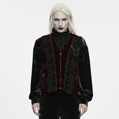 WY-2033MJM Gothic Vest with Velvet Brocade and Chain Detail