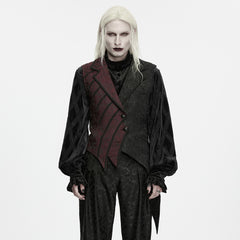 WY-2035DQM Ornate Asymmetrical Gothic Vest with Brocade and Velvet Texture