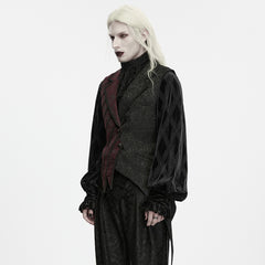 WY-2035DQM Ornate Asymmetrical Gothic Vest with Brocade and Velvet Texture