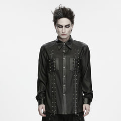 WY-2038CCM Gothic Leather Punk Shirts with Rivets and Straps Design