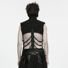 WY-2040MJM Men s Chain Embellished Gothic Punk Vests with Cutout Design