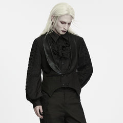 WY-2043MJM Lace Trim Gothic Black Punk Vests with Embroidered Sleeves