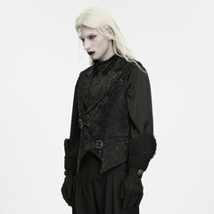 WY-2046MJM Regal Double Breasted Gothic Vest with Brocade and Buckle Details