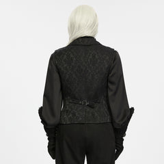 WY-2046MJM Regal Double Breasted Gothic Vest with Brocade and Buckle Details