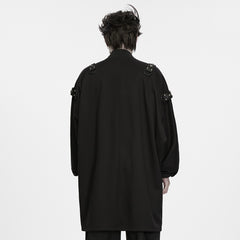 WY-2060ZCM Gothic Black Oversized Punk Coat with Buckle and Strap Details