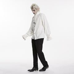 WY-714DQM Mens Gothic Shirts White Ruffled Victorian Style Long Sleeve Blouse