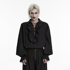 WY-873DQM Vintage Gothic Ruffled Lace-Up Shirt for Men