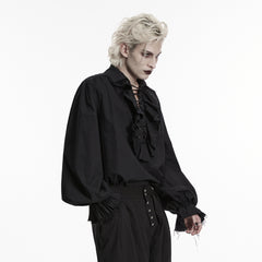 WY-873DQM Vintage Gothic Ruffled Lace-Up Shirt for Men