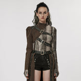 WY-952DQF Edgy Asymmetrical Buckle Strap Punk Jacket One-Sleeve Design?-??Punk Rave Clothing