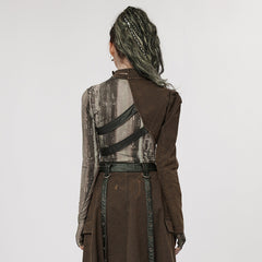 WY-952DQF Edgy Asymmetrical Buckle Strap Punk Jacket One-Sleeve Design?-??Punk Rave Clothing