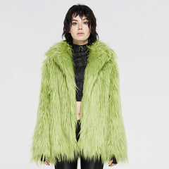 WY-1059XCF Simple punk imitation fur coat?-??Punk Rave Clothing