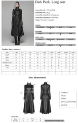 WY-1065XCF Gothic Steampunk Long Black Faux Leather Punk Coat Dress