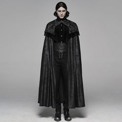 WY-1079DPM Noble Gothic Cloak Velvet Cape Medieval Full-Length Coat black?-??Punk Rave Clothing