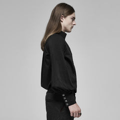 WY-1160CCM Mens Gothic Black Lace-Up Long Sleeve Shirt?-??Punk Rave Clothing